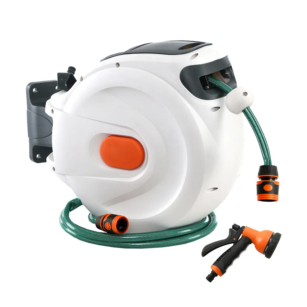 10m Retractable Water Hose Reel Garden Spray Gun Storage AutoRewind