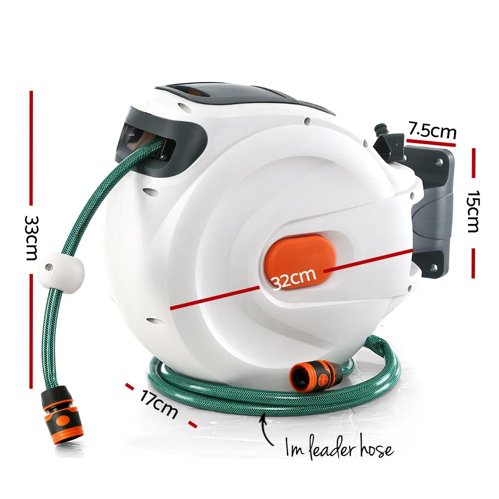 10m Retractable Water Hose Reel Garden Spray Gun Storage AutoRewind