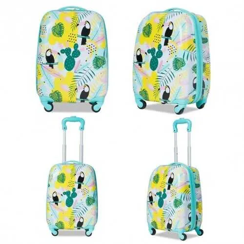 2 pcs Kids Luggage Set 12" Backpack & 16" Rolling Suitcase Travel