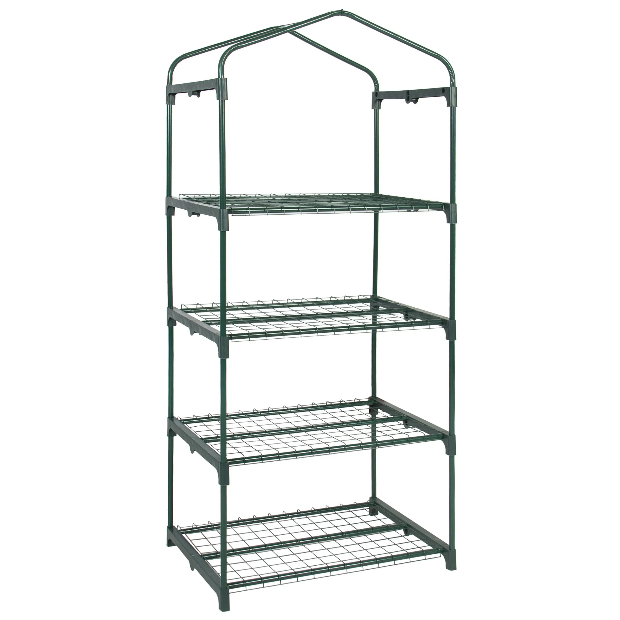 27x19x63in 4-Tier Mini Greenhouse w/ Roll-Up Zipper Door, Steel Shelves