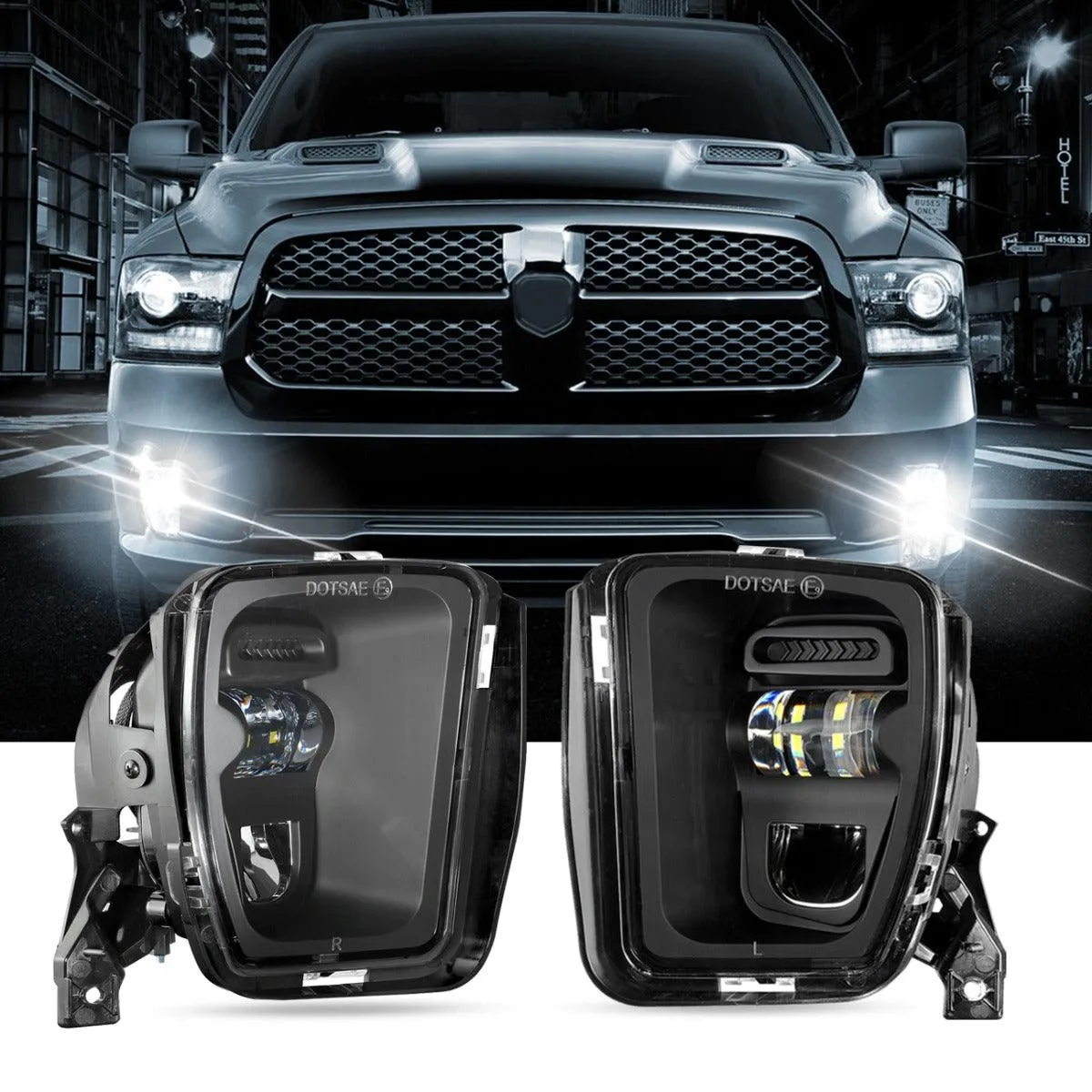 (2pcs/set) 36W LED Fog Lights for Dodge Ram 1500 2013 2014 2015 2016 2017 2018 (Black)