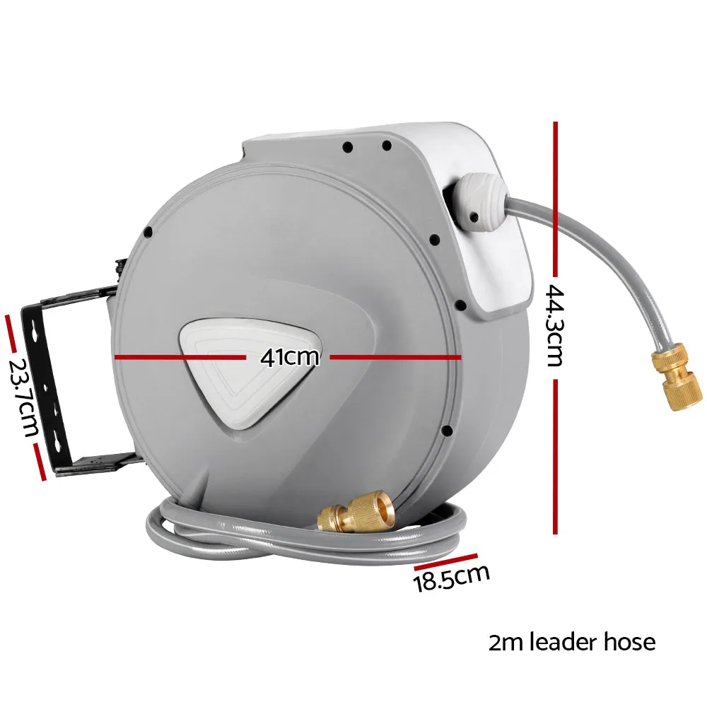 30M Garden Retractable Hose Reel Water Brass Spray Gun Auto Rewind