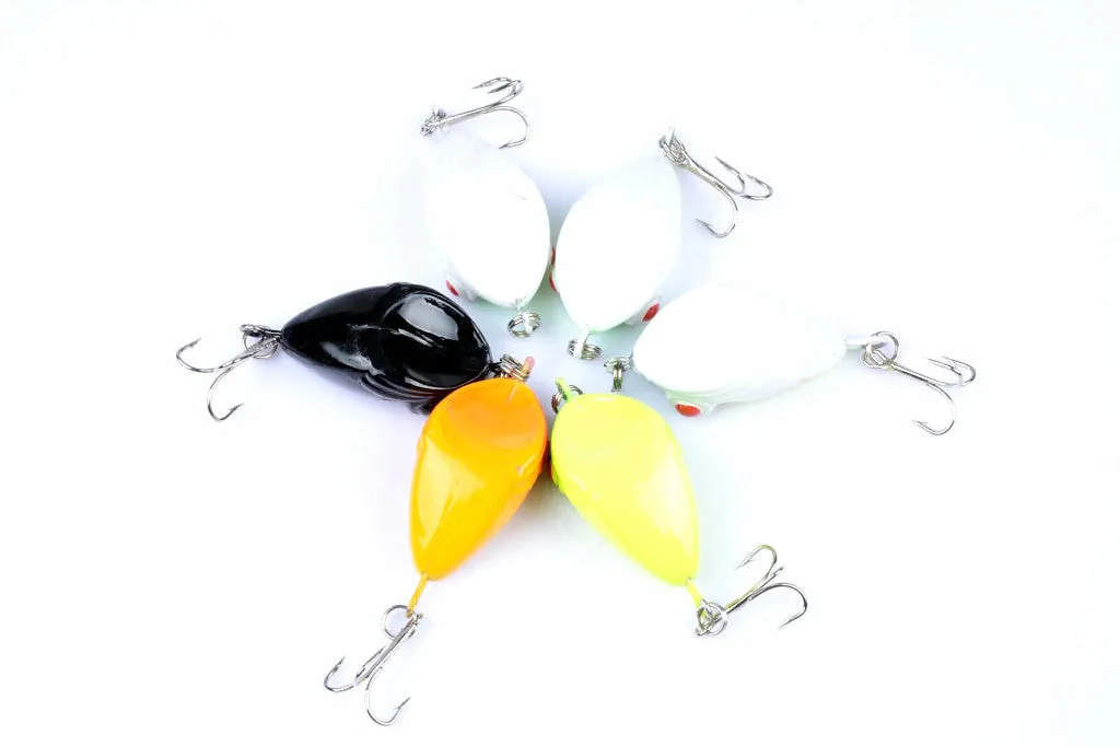 6X 4cm Popper Fishing Lures, Sharp Hooks, 3D Eyes, Durable ABS