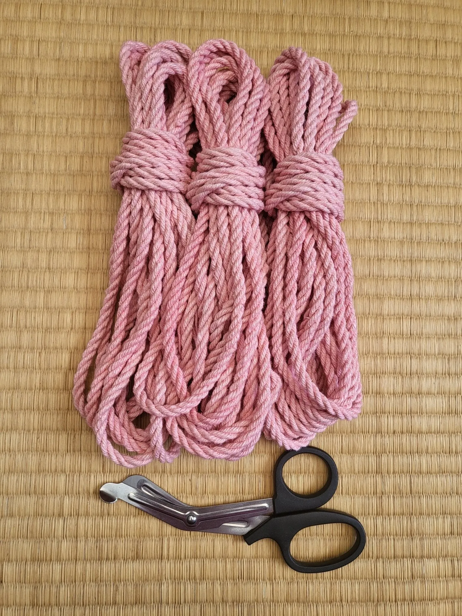 'Blushing Pink' Hemp bondage rope.