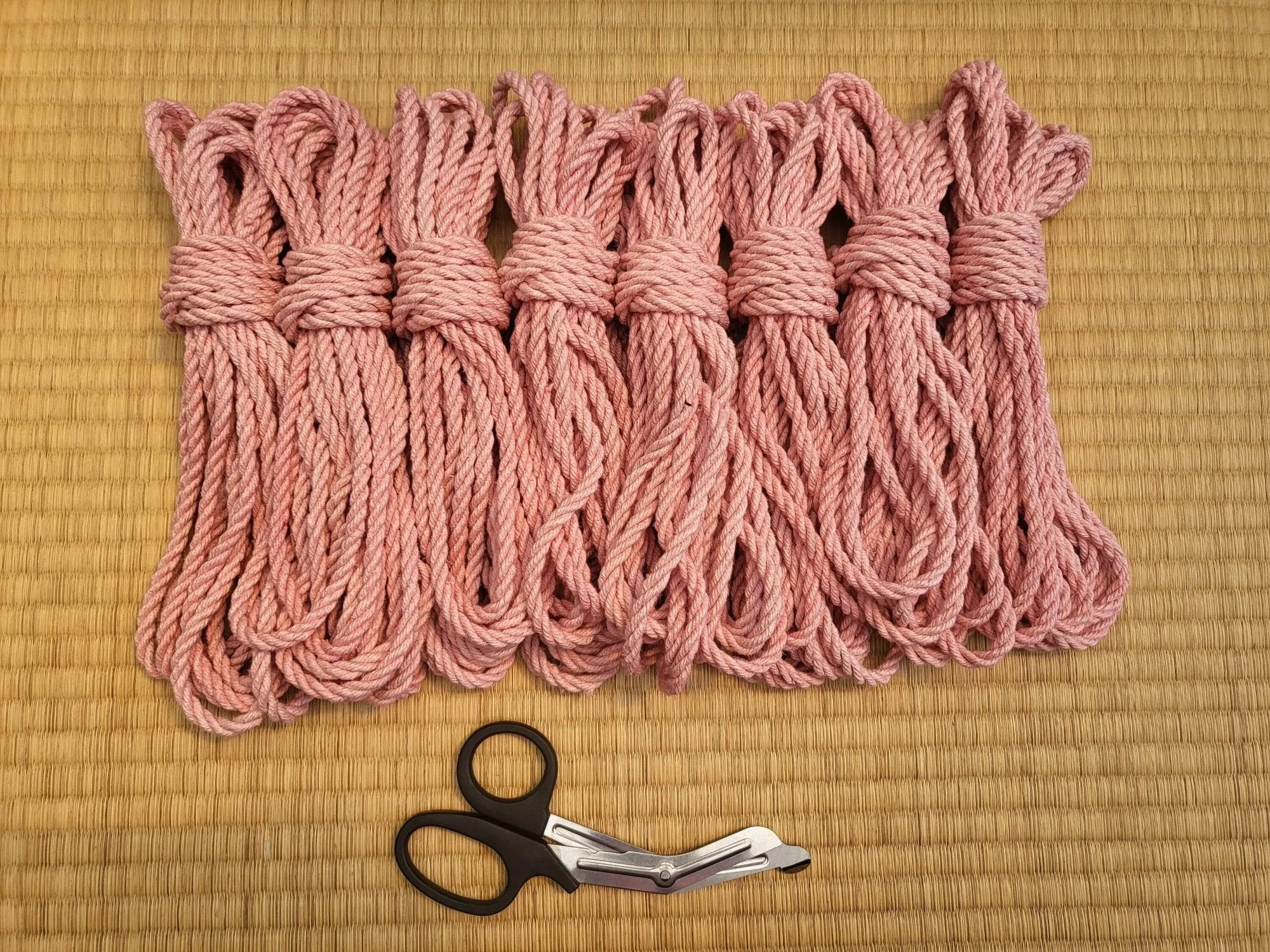 'Blushing Pink' Hemp bondage rope.