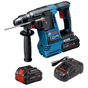 Bosch 18V Brushless SDS-Plus Bulldog 1" Rotary Hammer with 2 x Core 8 Ah Battery