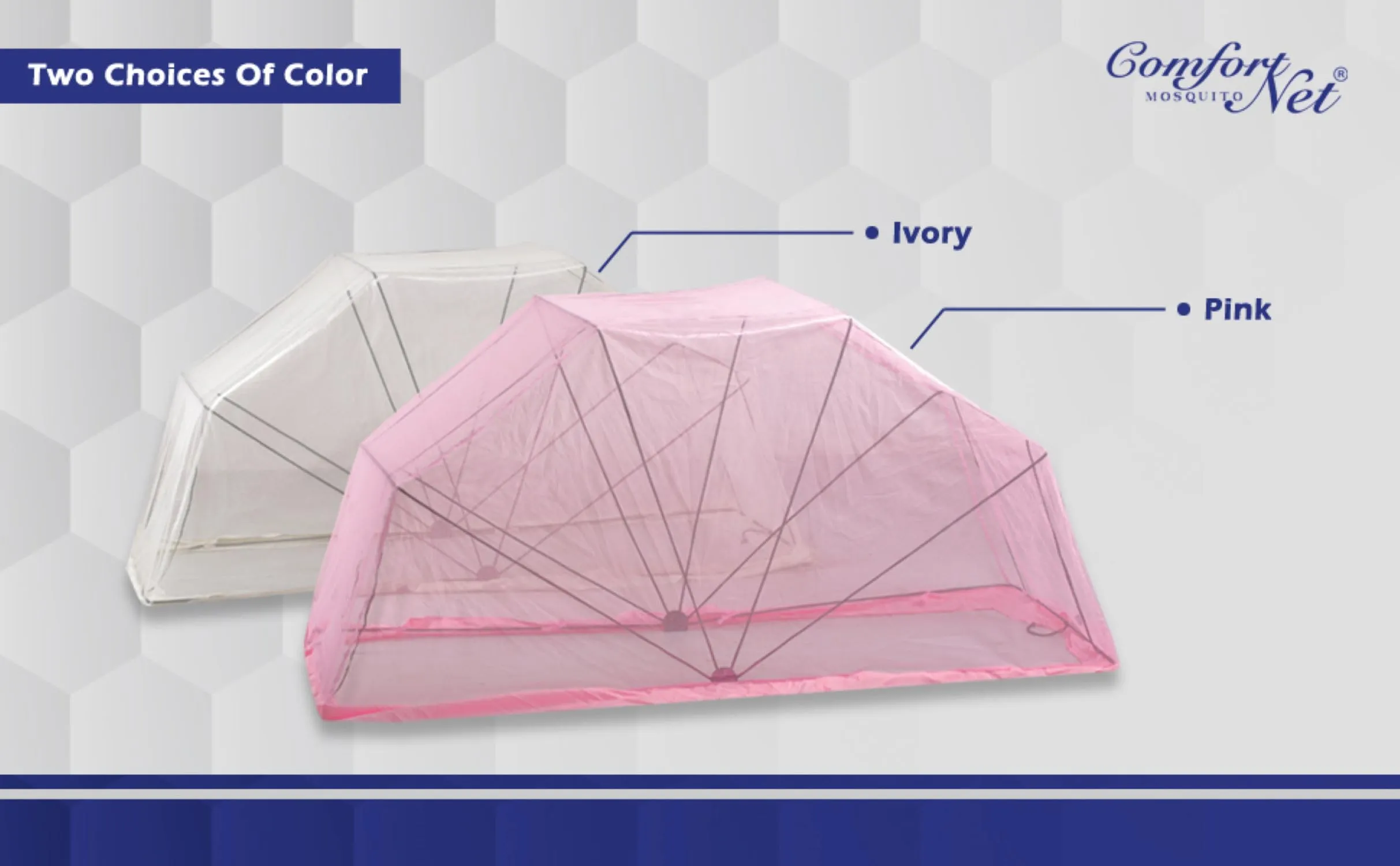 Comfort Mosquito Net- 6 x 7 Ivory (Foldable Large usable on Floor/Ground/Terrace)