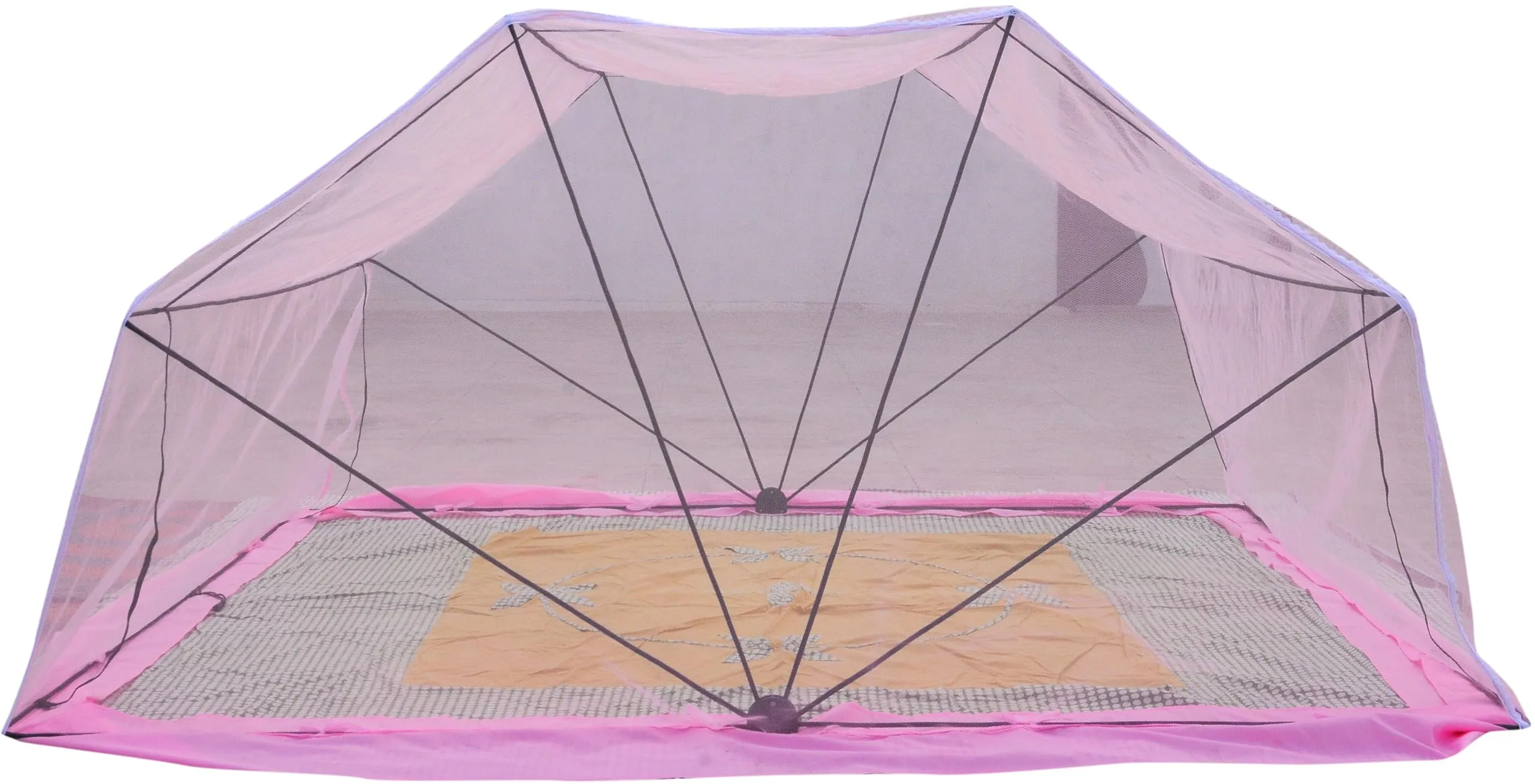 Comfort Mosquito Net Foldable Poly Cotton Mosquito Net (6 x 6 Pink- King Bed Size)