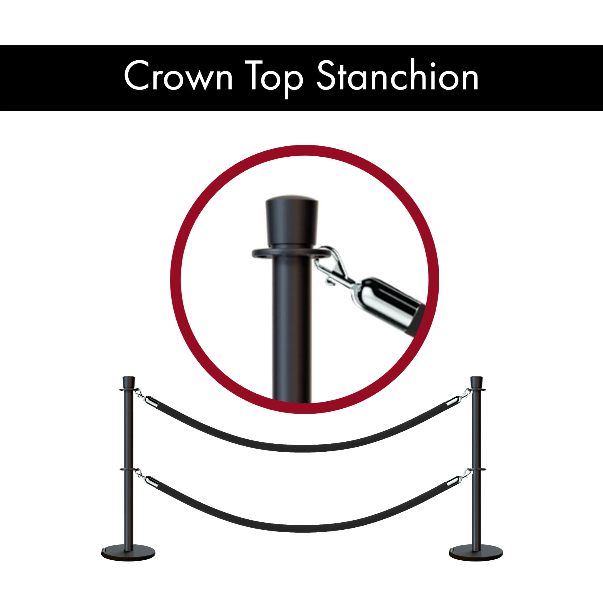 Crown Top Dual Rope Stanchion with Roller Base - Montour Line CELineD