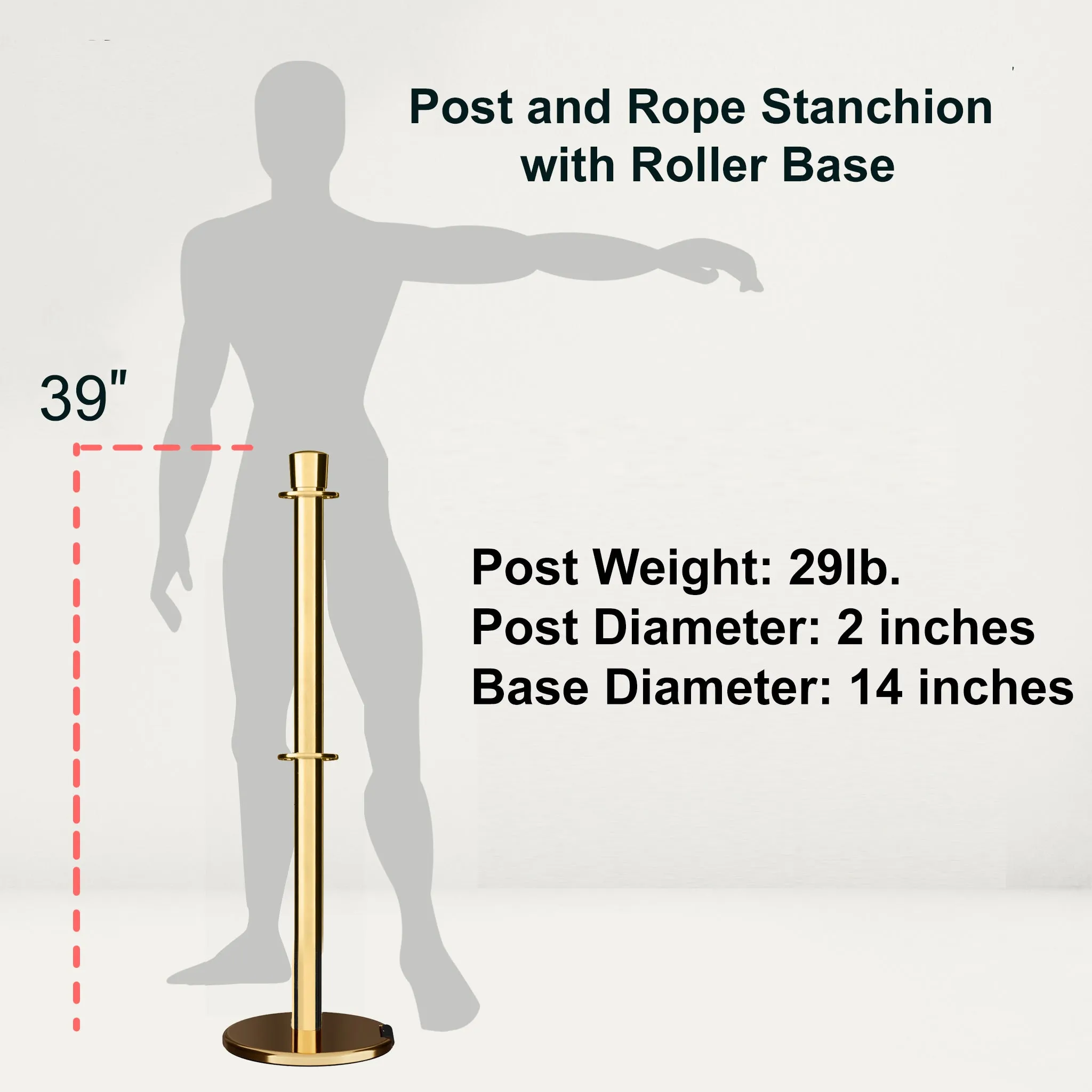 Crown Top Dual Rope Stanchion with Roller Base - Montour Line CELineD