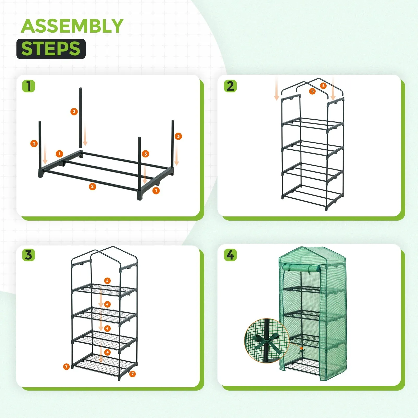 EAGLE PEAK Mini Greenhouse with Wire Shelves,27.2"x19.3"x64.2"