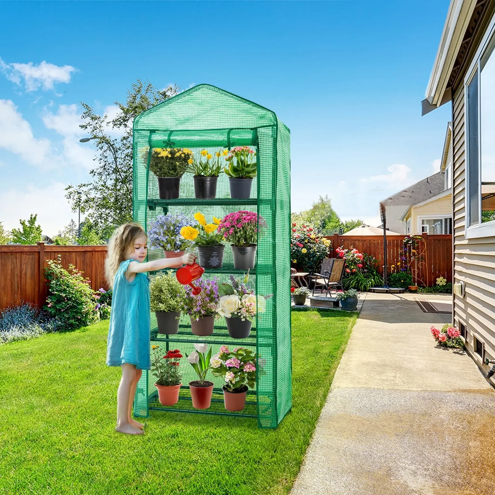 EAGLE PEAK Mini Greenhouse with Wire Shelves,27.2"x19.3"x64.2"