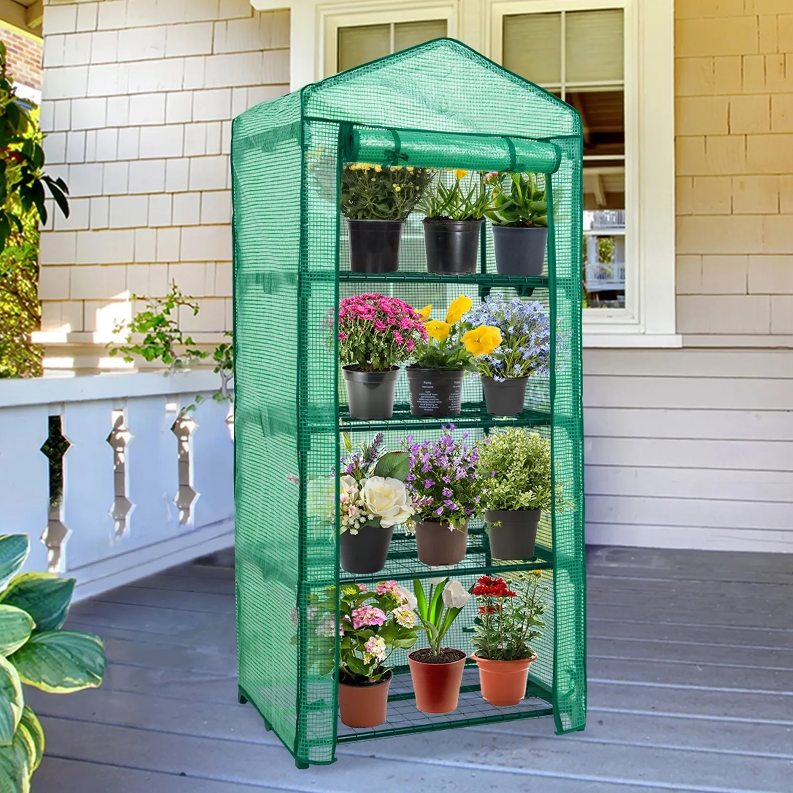 EAGLE PEAK Mini Greenhouse with Wire Shelves,27.2"x19.3"x64.2"