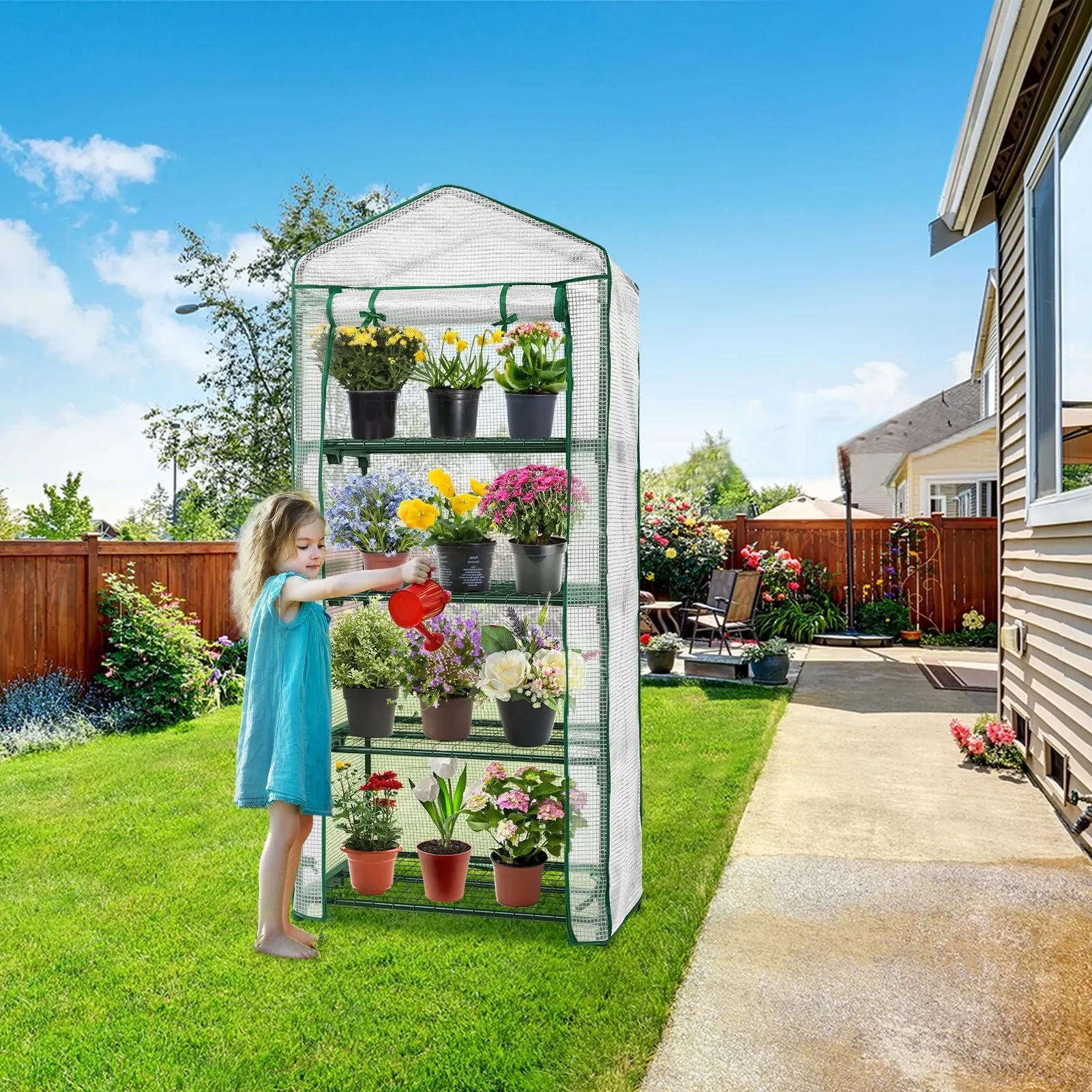 EAGLE PEAK Mini Greenhouse with Wire Shelves,27.2"x19.3"x64.2"