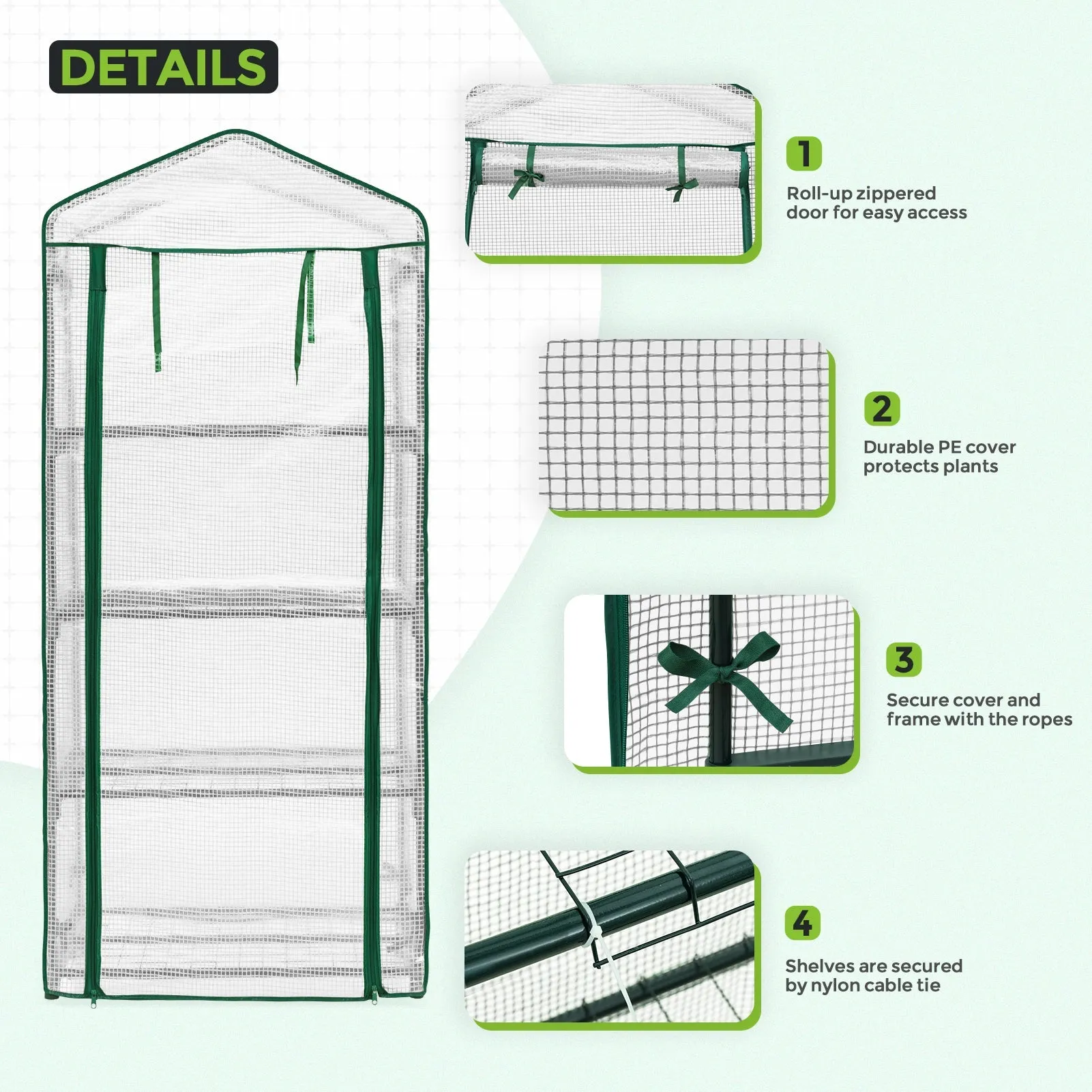 EAGLE PEAK Mini Greenhouse with Wire Shelves,27.2"x19.3"x64.2"