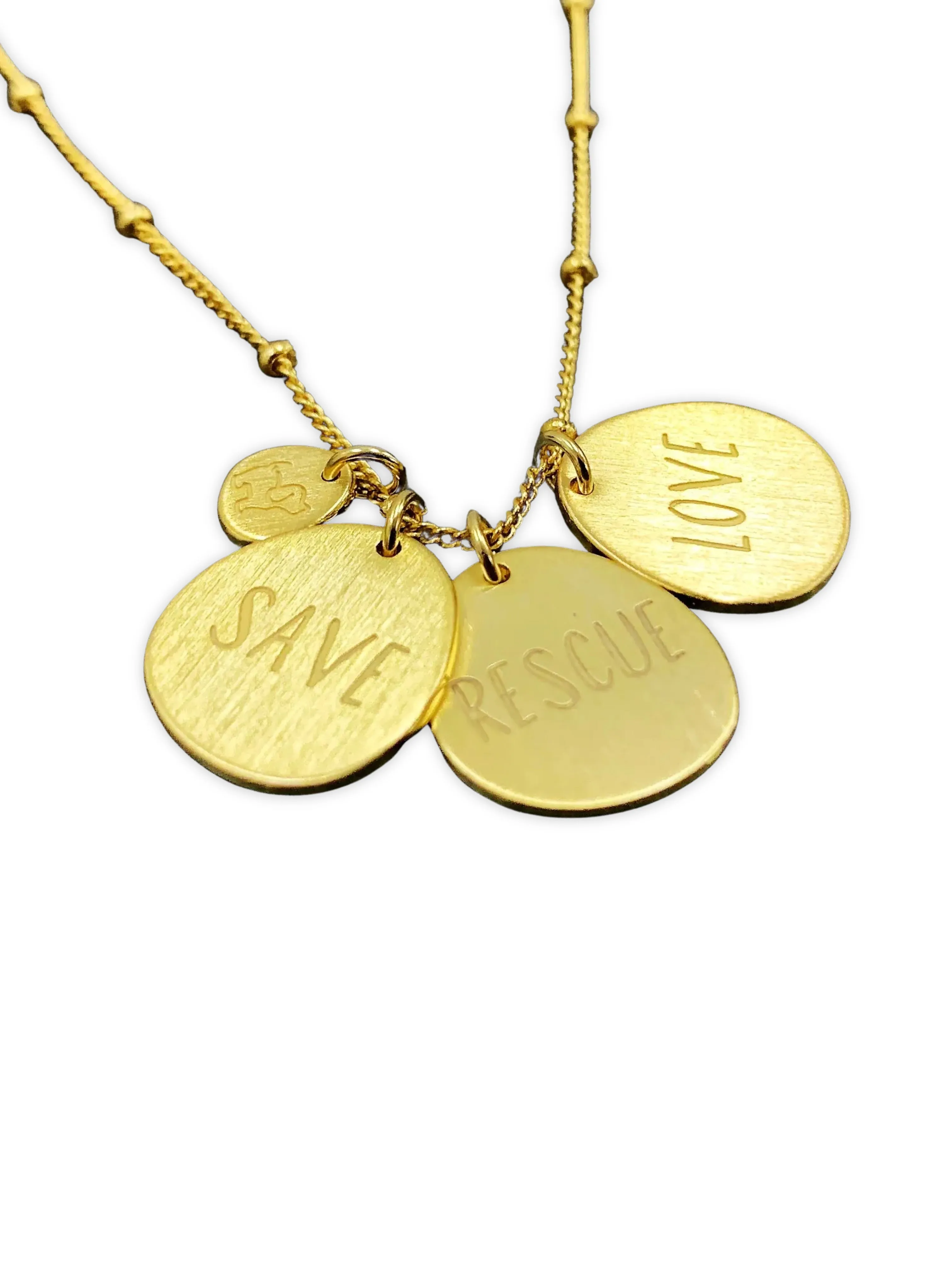 FOUR CHARM PUPPIE NECKLACE, GOLD