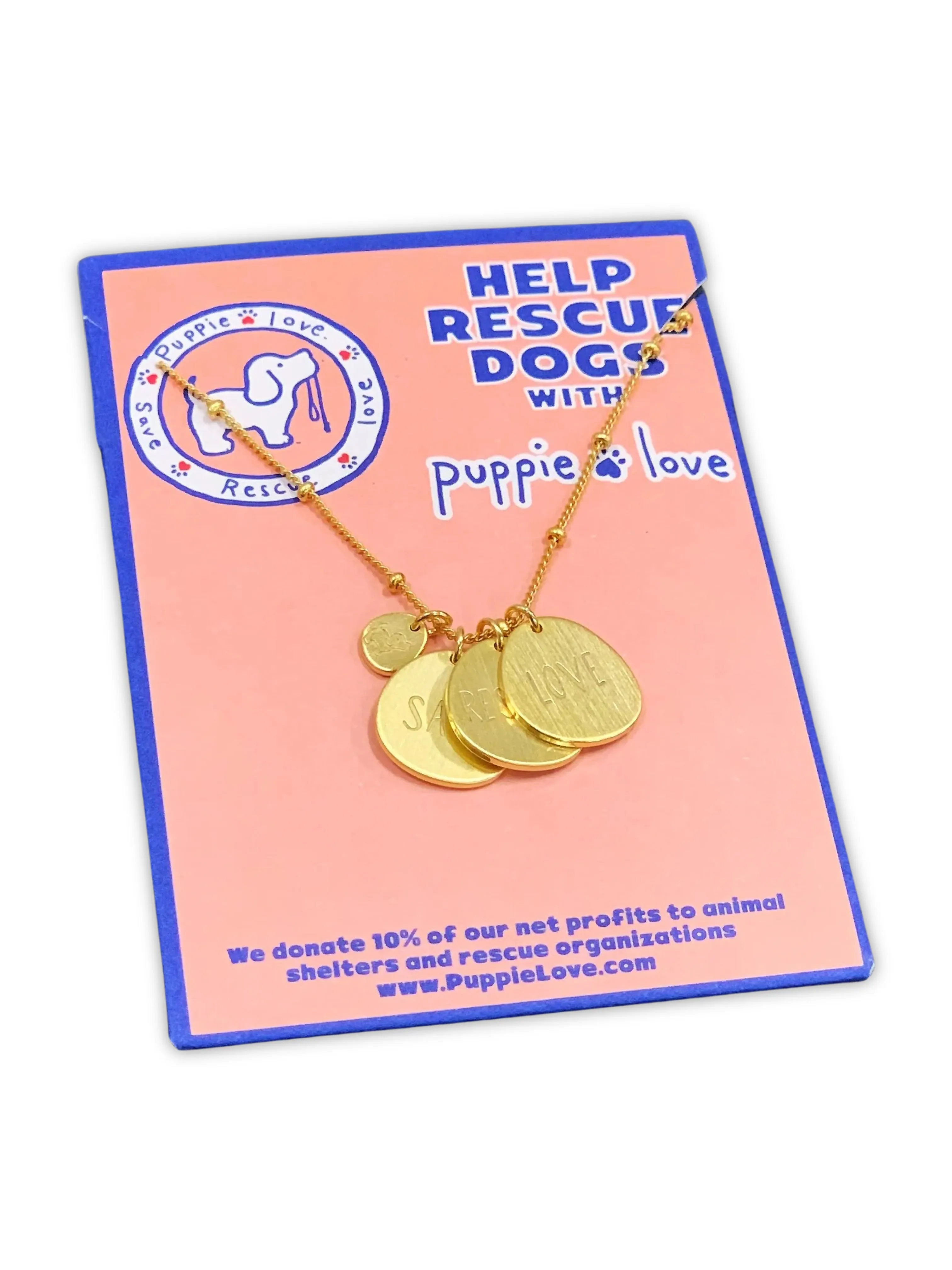 FOUR CHARM PUPPIE NECKLACE, GOLD