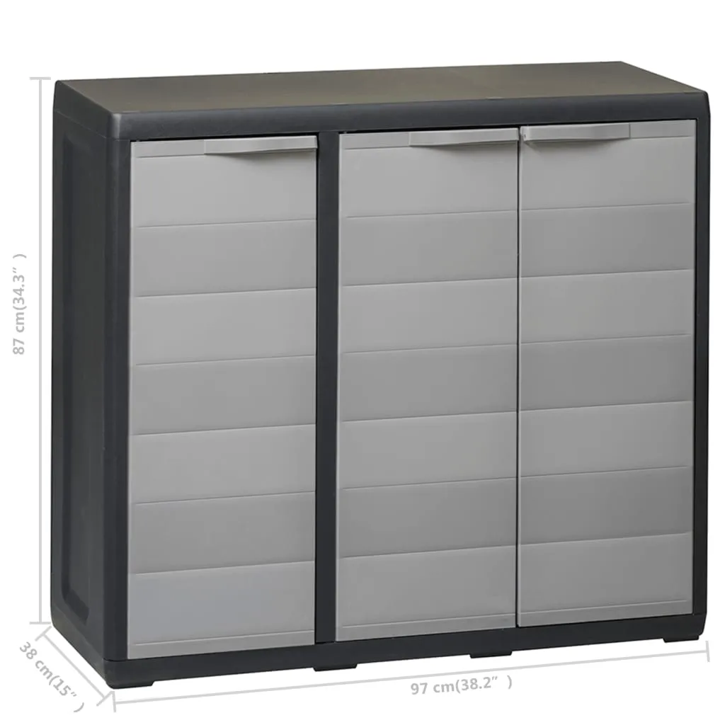 Garden Storage Cabinet with 2 Shelves Black and Grey