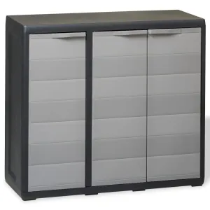 Garden Storage Cabinet with 2 Shelves Black and Grey