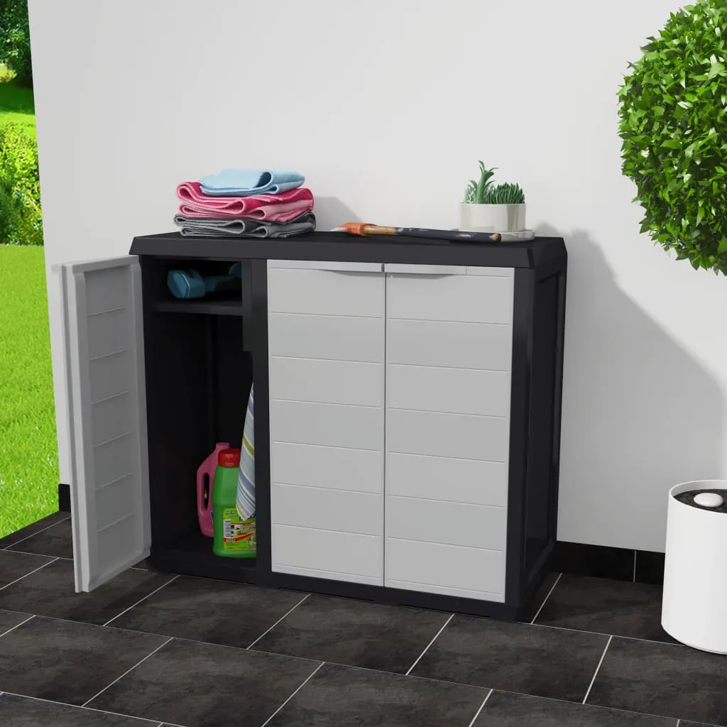 Garden Storage Cabinet with 2 Shelves Black and Grey