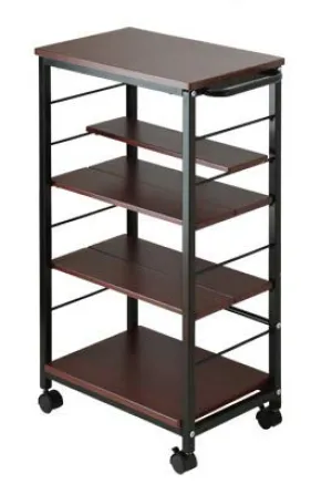 InnoFur Kinisi Wagon Storage, Trolley with Wheels, Spices Rack, Coffee, Serving, Table with Adjustable Shelf Large Brown