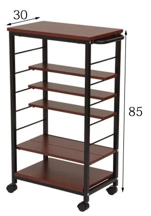 InnoFur Kinisi Wagon Storage, Trolley with Wheels, Spices Rack, Coffee, Serving, Table with Adjustable Shelf Large Brown