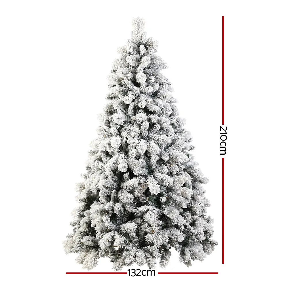 Jollys Christmas Tree 2.1M Xmas Tree with 500 LED Lights Snowy Tips