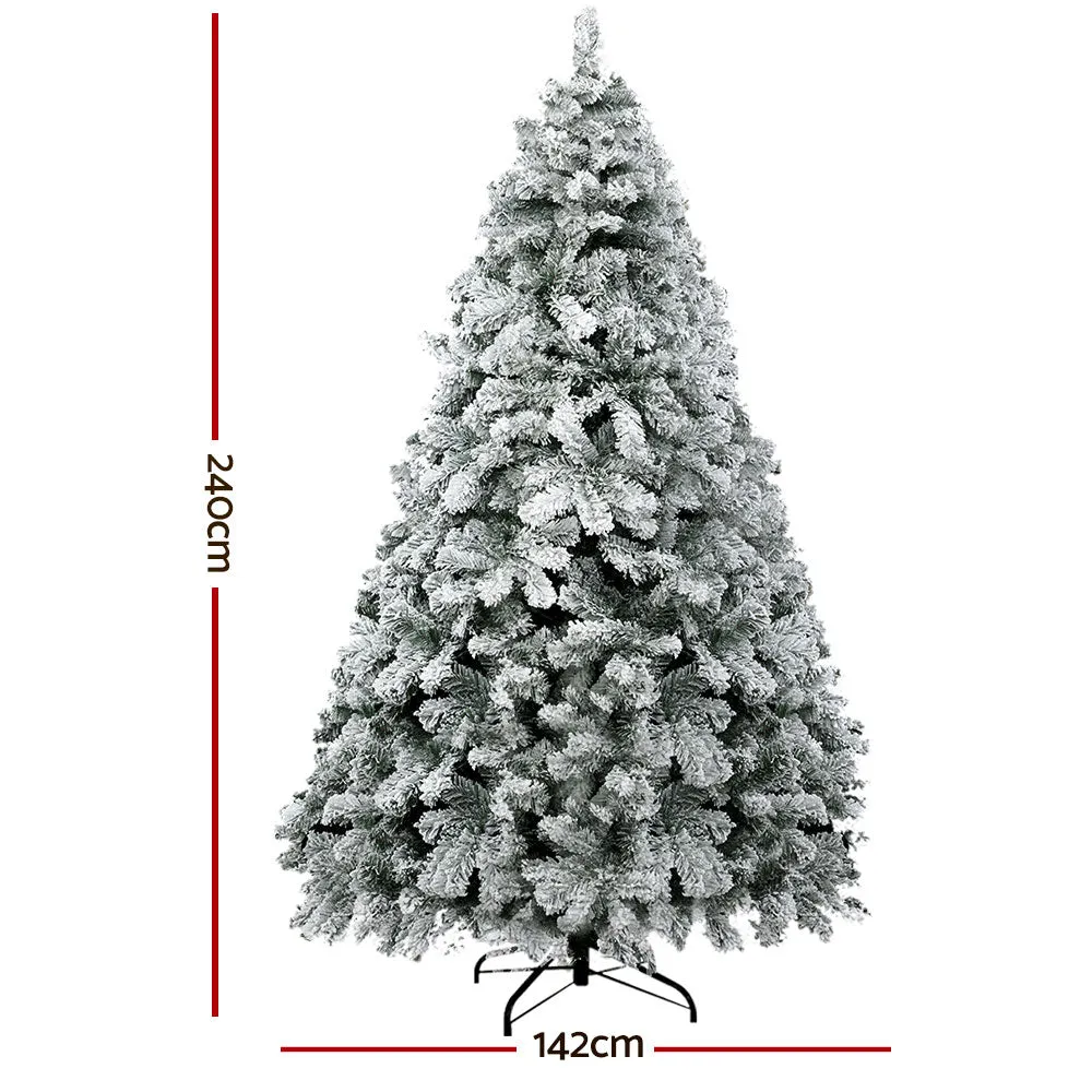 Jollys Christmas Tree 2.4M Xmas Trees Decorations Snowy 1291 Tips