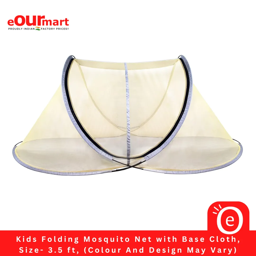 Kids Folding Mosquito Net with Base Cloth, Age (3-6 Years), Size- 1.5ft x 3.5ft, (Colour And Design May Vary)