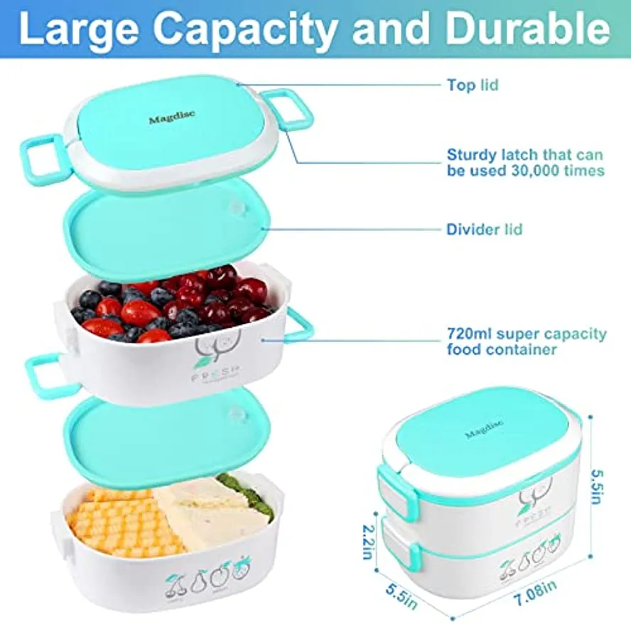 Letsport Bento Lunch Box Kit, All-in one Japanese Lunch Box Kit, Large Capacity Lunch Containers, BPA-Free Leakproof Meal Prep Container, Includes soup cup, 2-piece utensil set, lunch bag (blue)