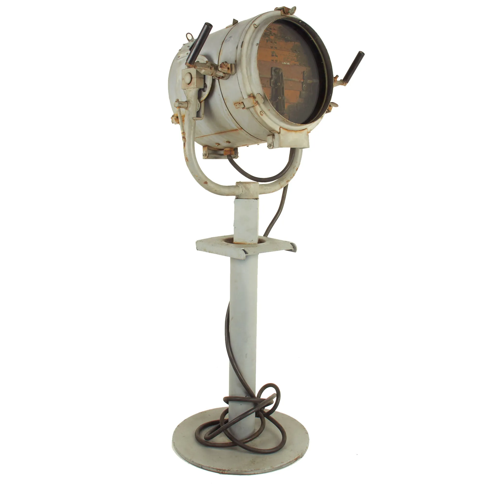 Original U.S. WWII 1945 Dated Navy 12 Inch Signaling Search Light with Pedestal Mount by General Electric - Model 95313