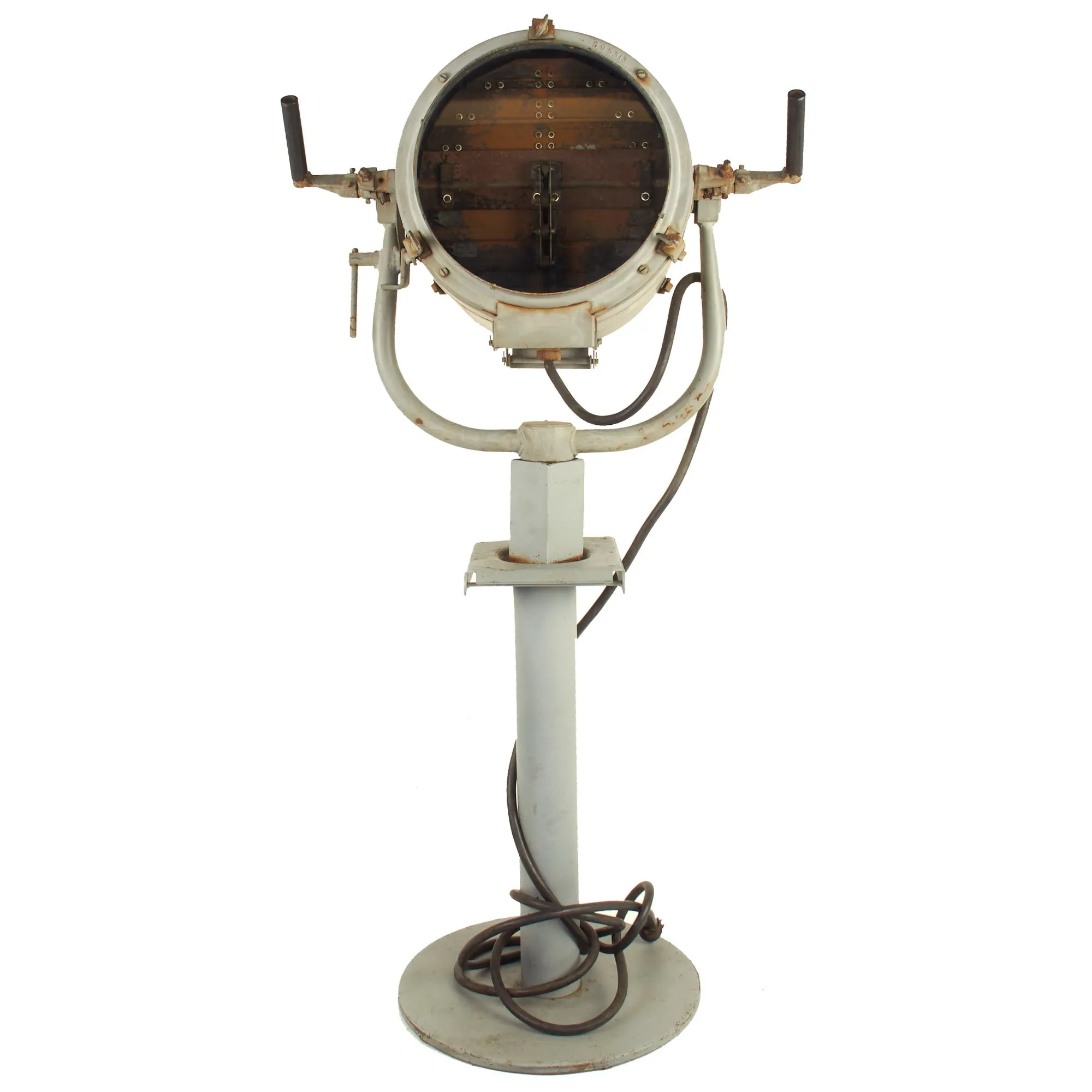 Original U.S. WWII 1945 Dated Navy 12 Inch Signaling Search Light with Pedestal Mount by General Electric - Model 95313