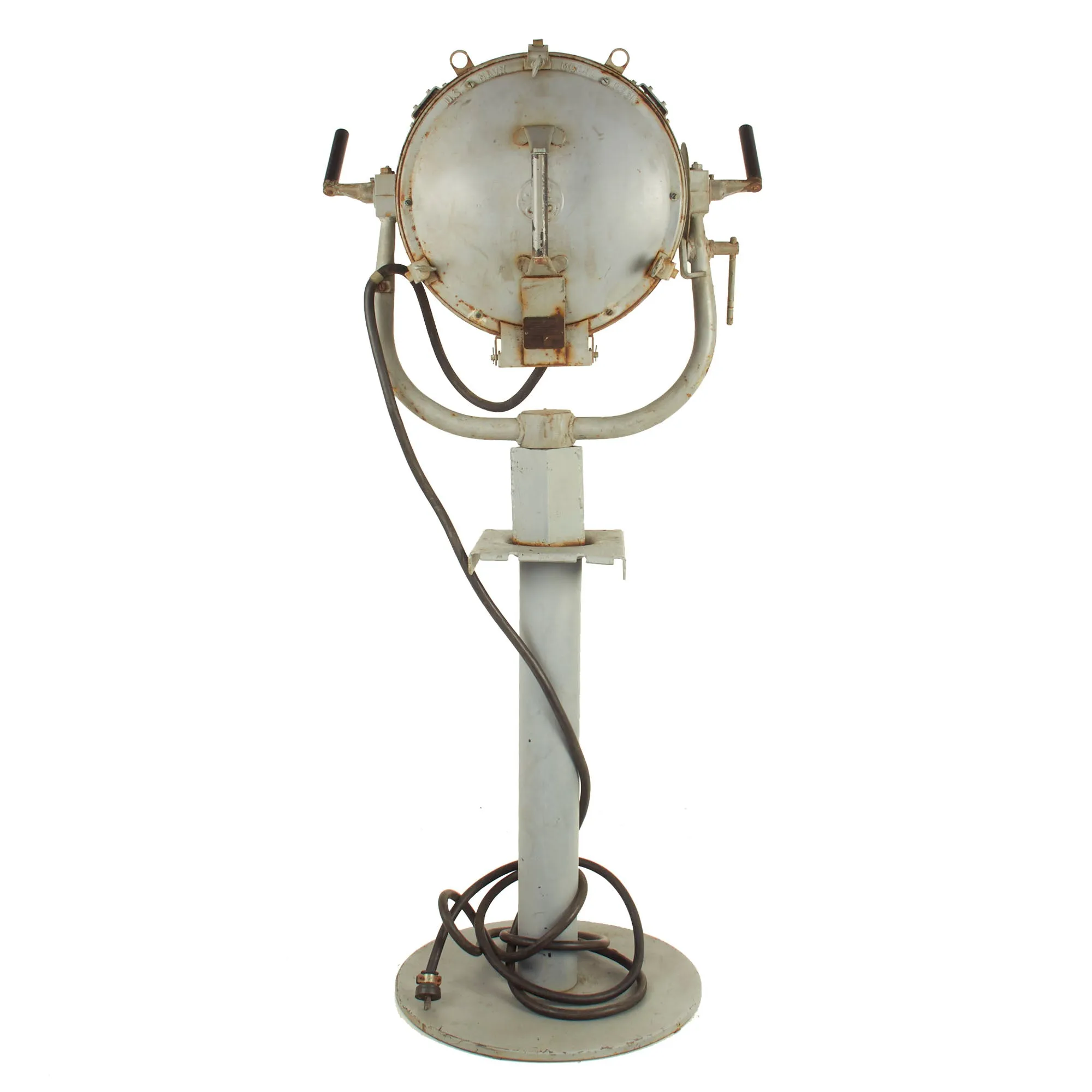 Original U.S. WWII 1945 Dated Navy 12 Inch Signaling Search Light with Pedestal Mount by General Electric - Model 95313