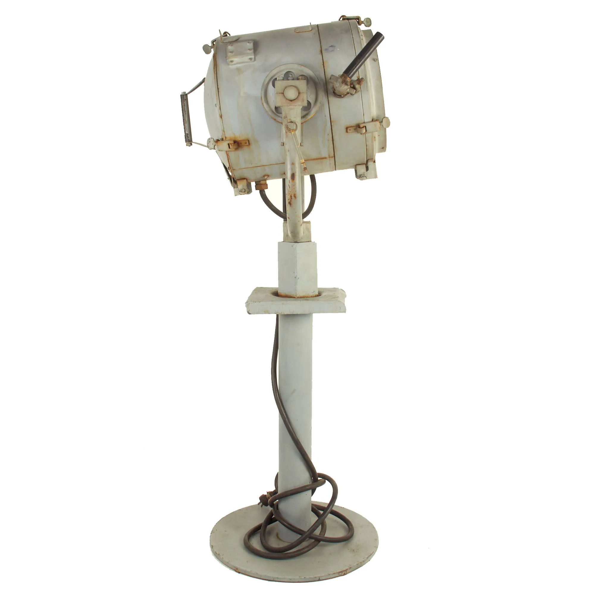 Original U.S. WWII 1945 Dated Navy 12 Inch Signaling Search Light with Pedestal Mount by General Electric - Model 95313