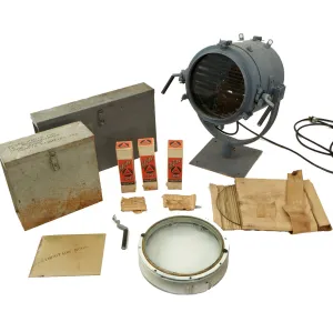 Original U.S. WWII Navy 12 Inch Signaling Searchlight by Curtis Lighting with Accessories and Spare Parts