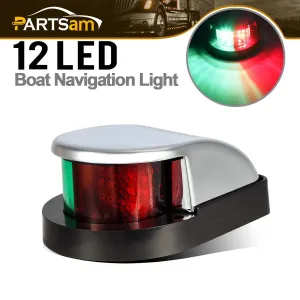 Partsam Boat Marine LED Navigation Lights Lamps 12 LED, Red and Green LED Boat Front Light to Small Boat and Pontoon Yacht Skeeter