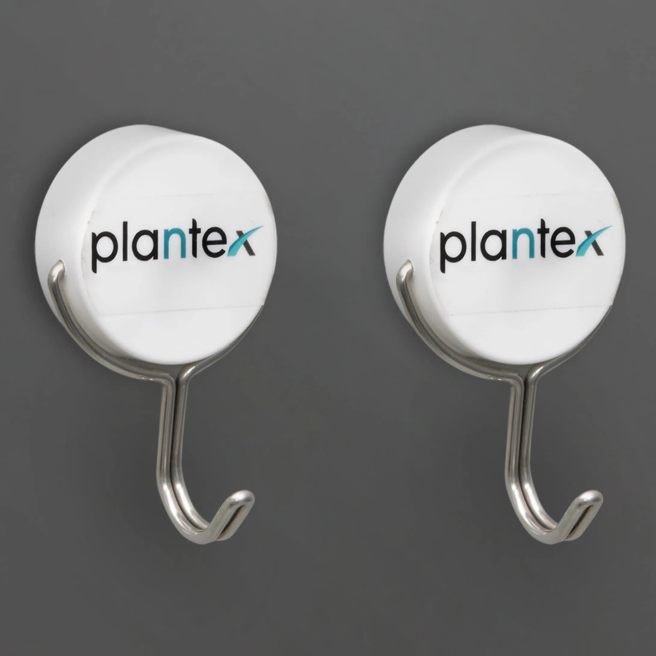 Plantex Stainless Steel Magnetic Rotating Cloth-Towel Hanger/Robe Hooks for Bathroom/Hooks/Bathroom Accessories - Pack of 2 (White)