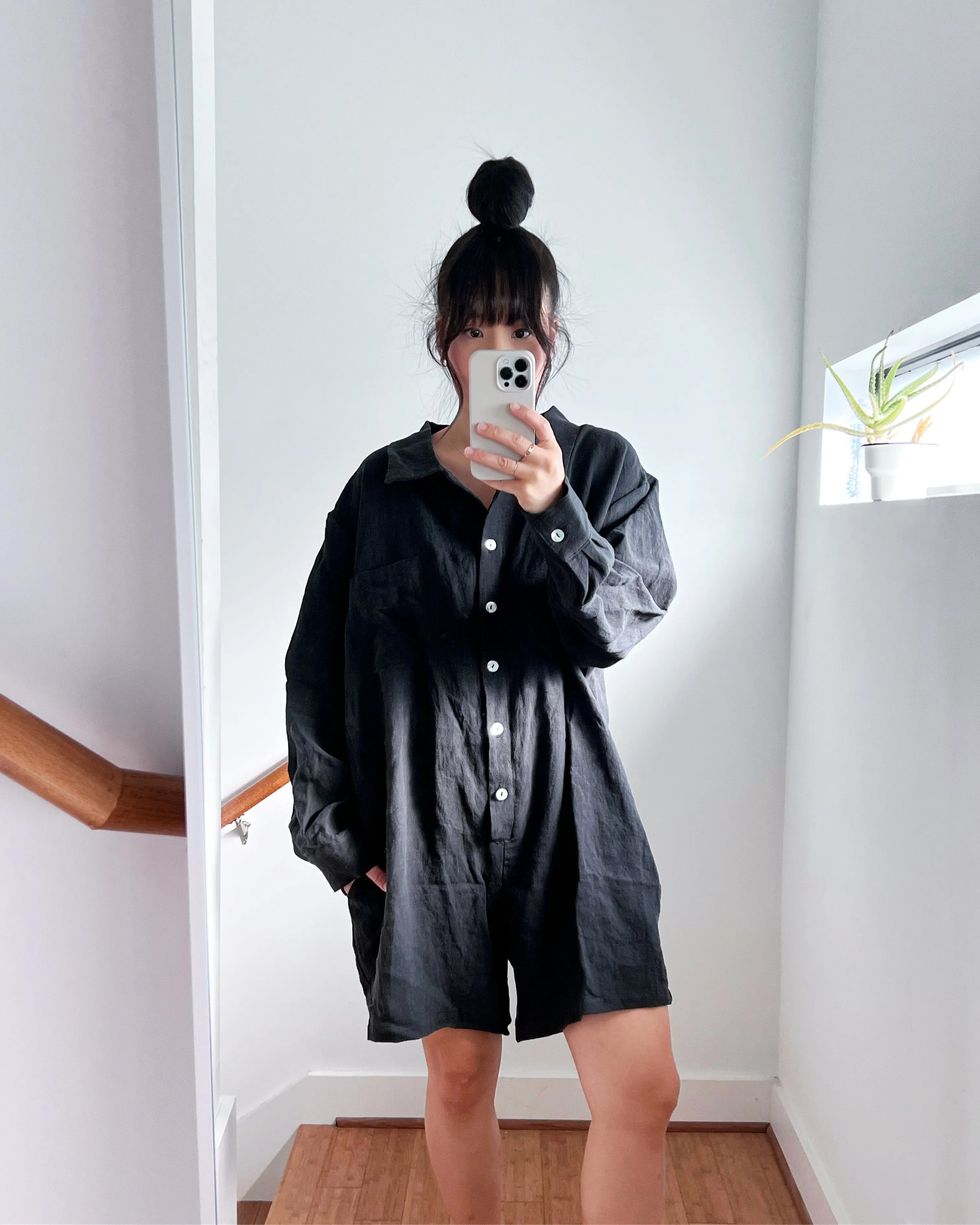 Playsuit, Black Linen