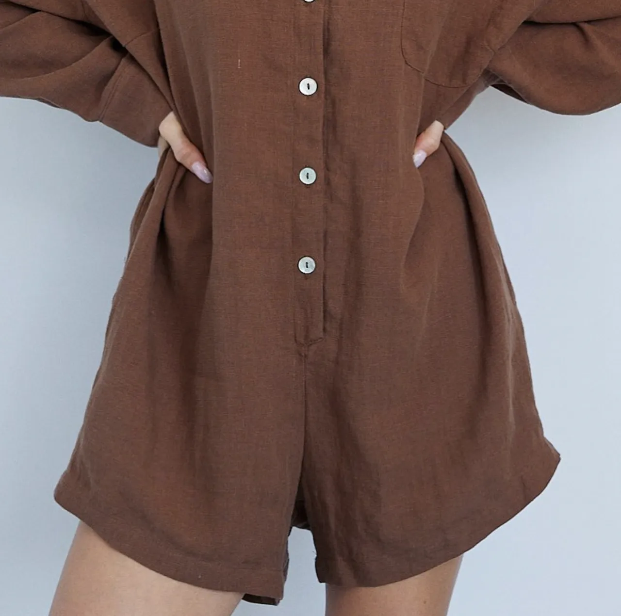 Playsuit, Chestnut Linen