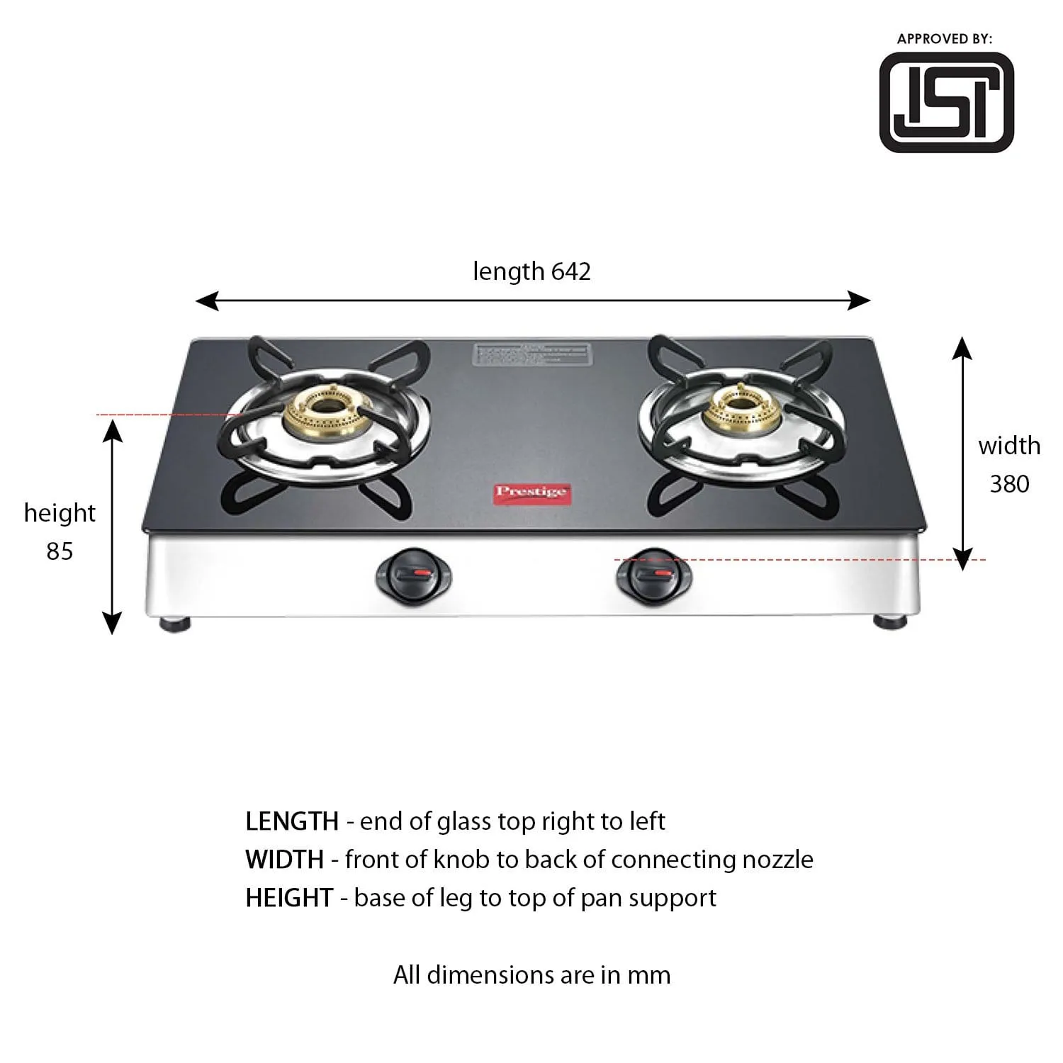 Prestige Marvel Plus Stainless Steel 2 Burner Gas Stove (GTM 02 SS) (ISI Certified)