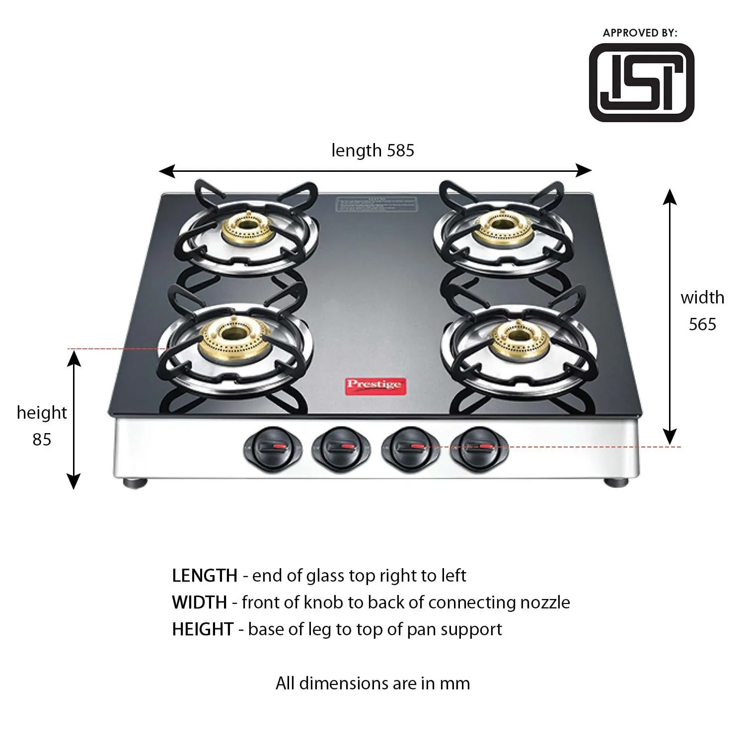 Prestige Marvel Plus Stainless Steel 4 Burner Gas Stove (GTM 04 SS) (ISI Certified)