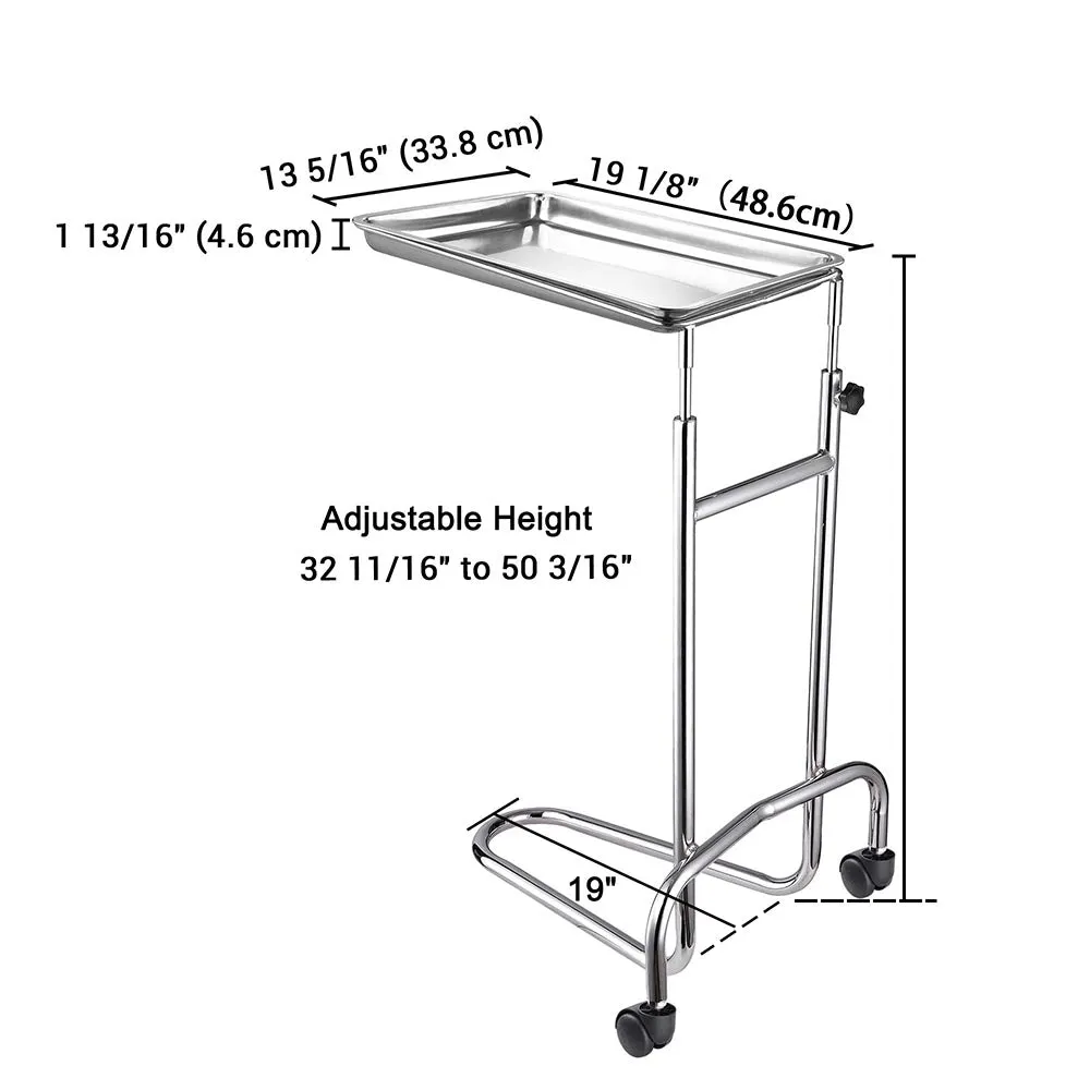 Rolling Steel Mayo Tray Medical Instrument Stand III