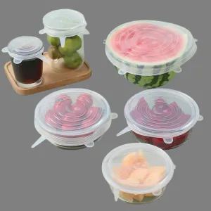 Silicone Stretch Lids, Food Cover For Freezer Microwave Oven Dishwasher Safe Fresh-Keeping Flexible Covers for Utensils, Dishes, Plates Jars, Cans, Mugs, Bowl Covers Food Safety Seal Lids (6 Pcs Set /95 Gm )