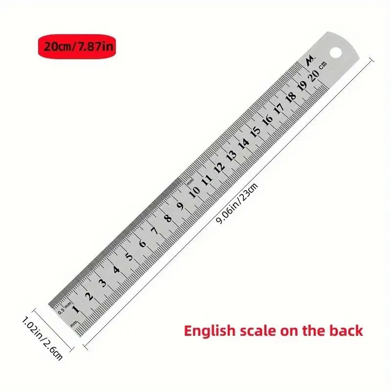 Stainless Steel DoubleSided Metal Ruler  Ideal for Home  Office