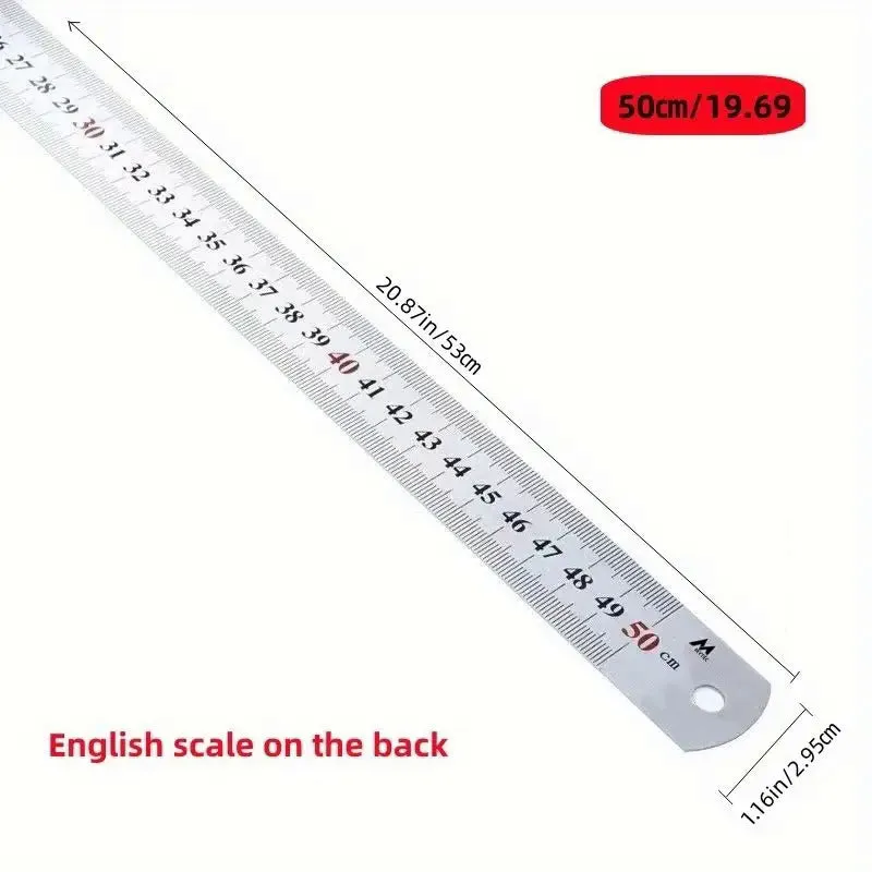 Stainless Steel DoubleSided Metal Ruler  Ideal for Home  Office