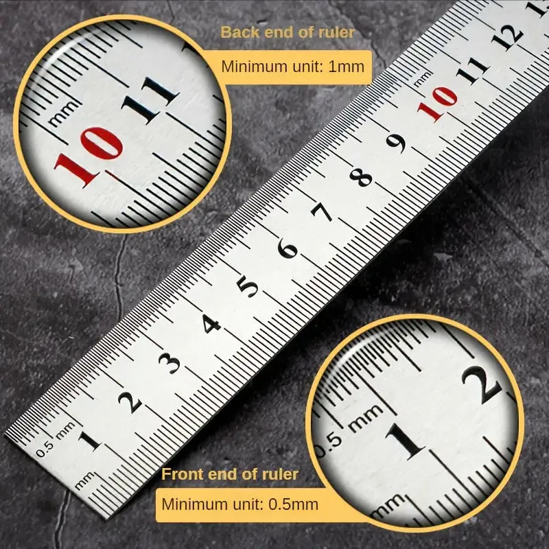 Stainless Steel DoubleSided Metal Ruler  Ideal for Home  Office