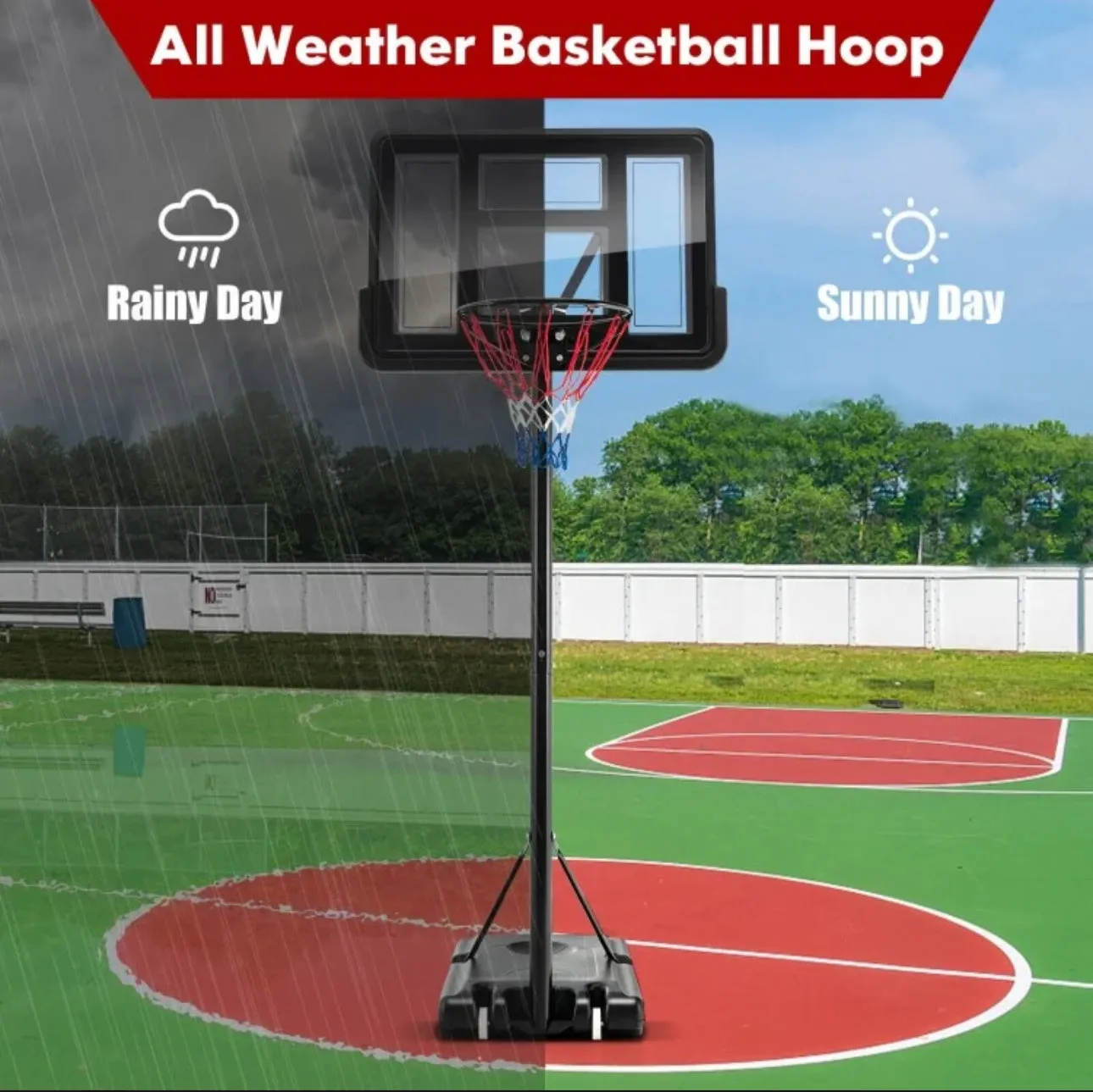 Super Cool Adjustable 12 Levels Basketball Net Hoop Set With 44” Backboard | 4-10 Feet | Wheels | 18” Rim | 2 Nets | Heavy-duty | Indoor | Outdoor