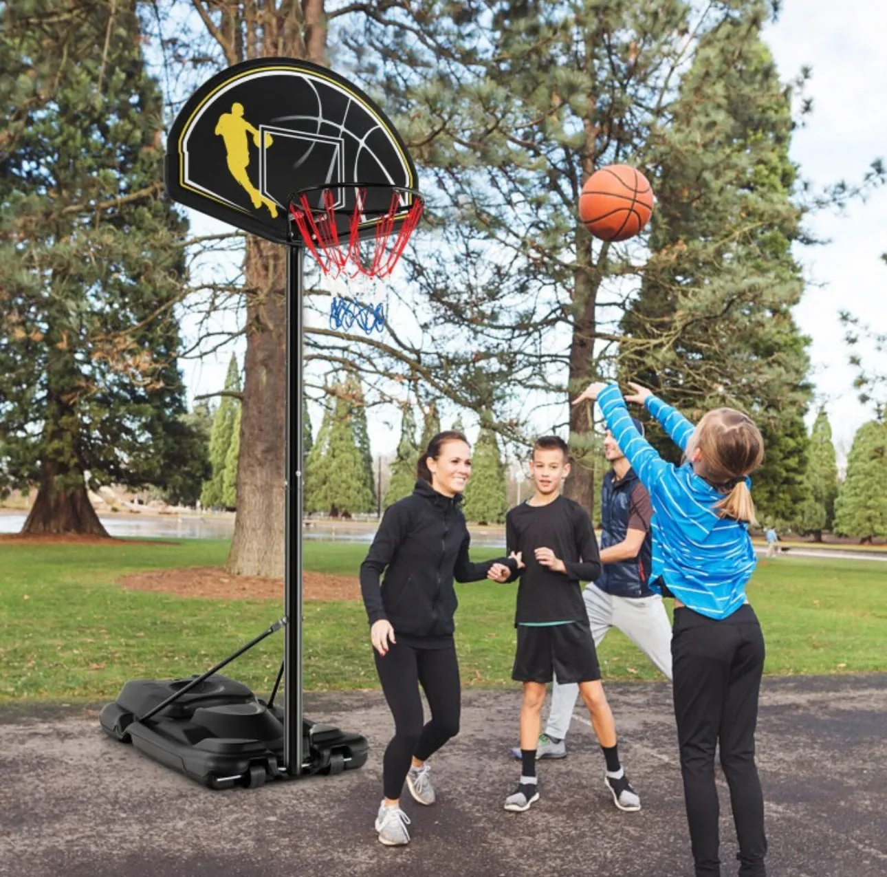 Super Cool Adjustable Basketball Net Hoop Set 4.25-10FT | Heavy Duty | 2 Nets | Shatterproof Backboard | Indoor | Outdoor