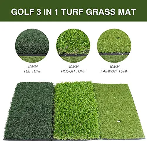 Tri Turf Golf Practice Hitting Mat - 25x16 Thicker 3 in 1 Golf Mat ($44.99 Sale)